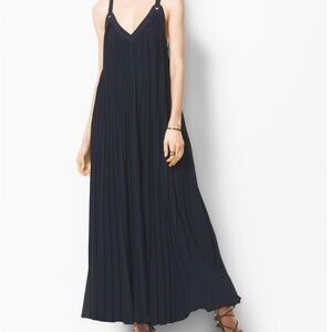 Michael Kors Navy Pleated Maxi Dress